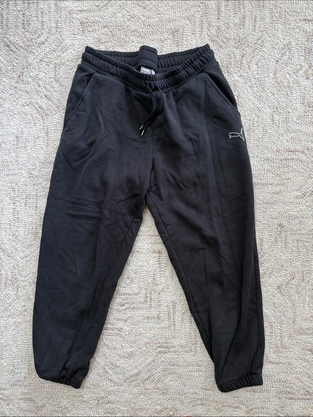 Puma Black Womens Jogger Sweatpants with White Logo size L
